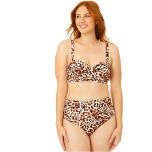 Time and Tru Women's and Women’s Plus Cheetah Print Molded Bikini Swim Set .